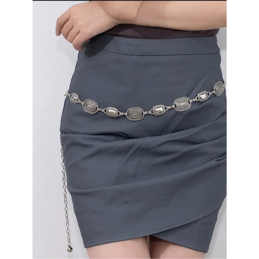 Silver Beaded Chain Waist Belt - Women's Accessory