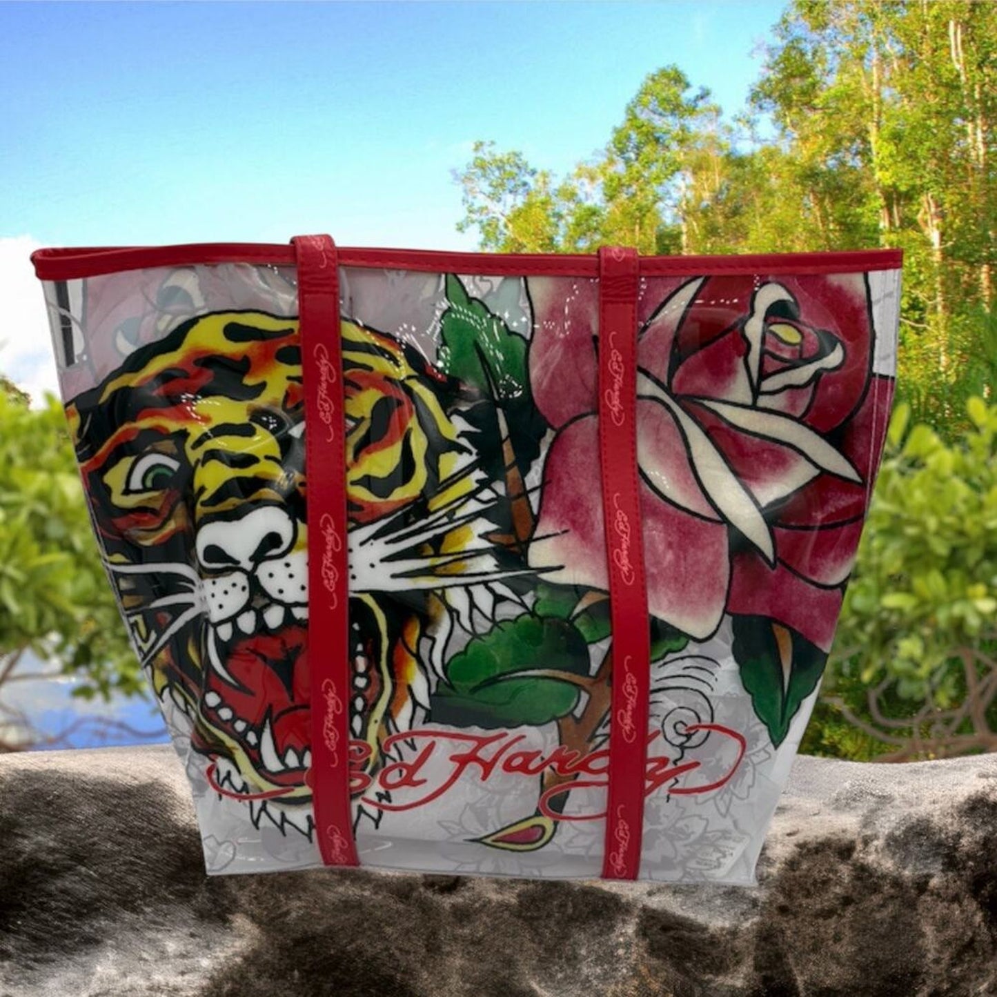 ED HARDY TOTE BAG TIGER AND FLOWER