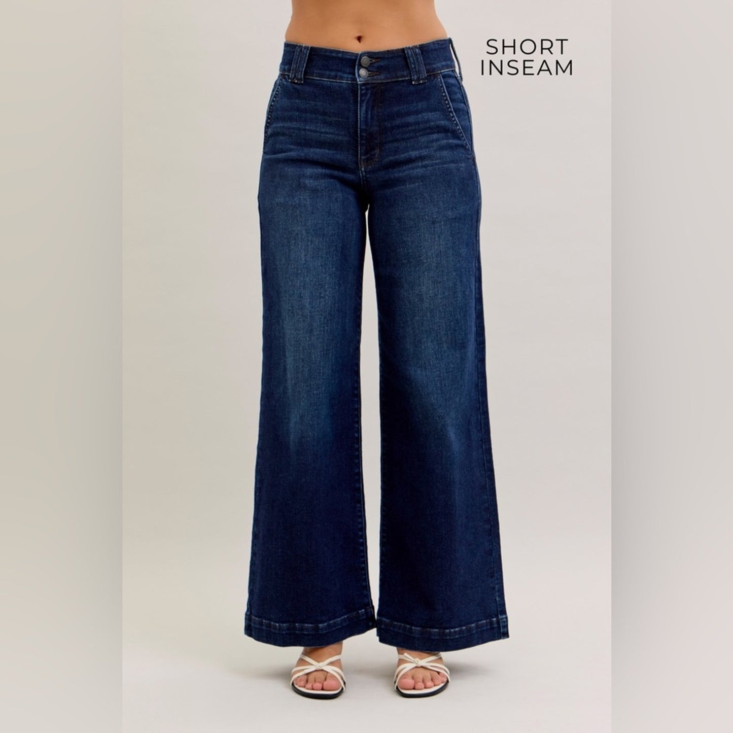 Judy Blue HW Trouser “Short Inseam”  Wide Leg