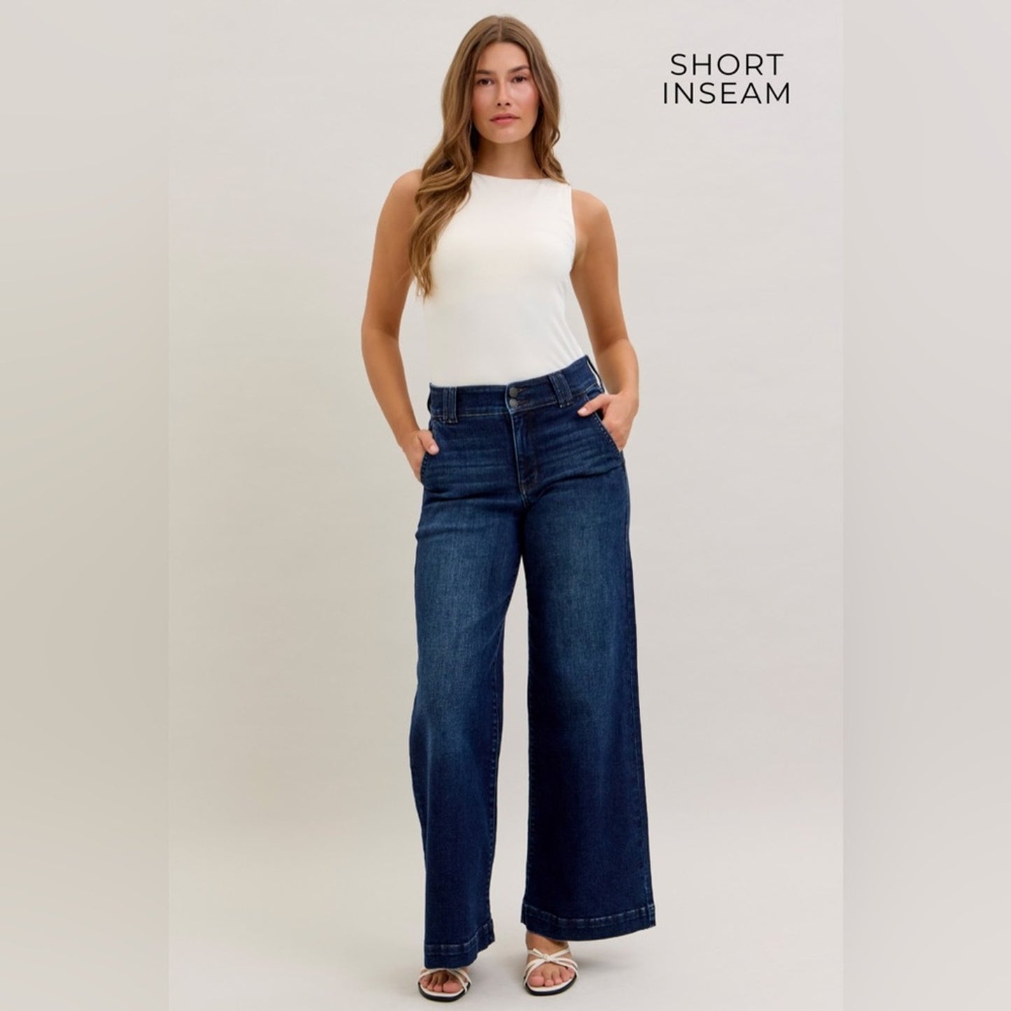 Judy Blue HW Trouser “Short Inseam”  Wide Leg