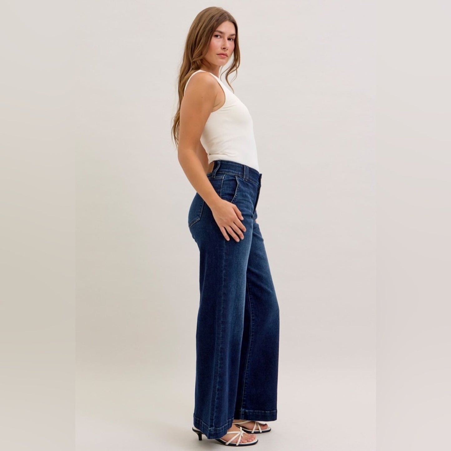 Judy Blue HW Trouser “Short Inseam”  Wide Leg