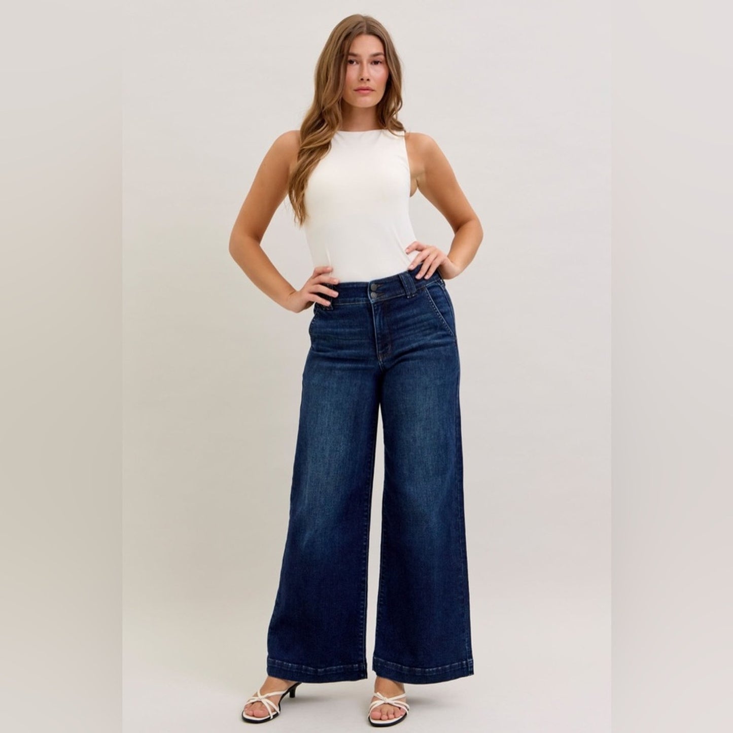 Judy Blue HW Trouser “Short Inseam”  Wide Leg